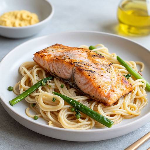 Seared Salmon with Horseradish Noodle Salad