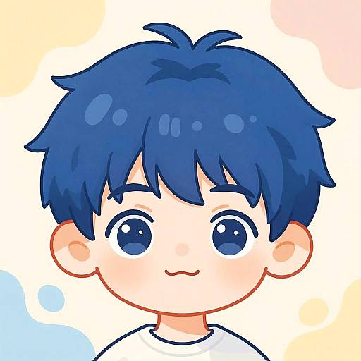 Vibrant Blue-Haired Boy Portrait