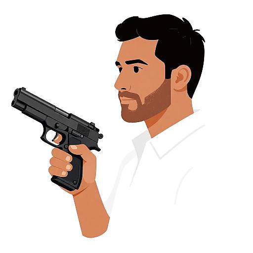 Cartoon Man Holding Handgun Illustration
