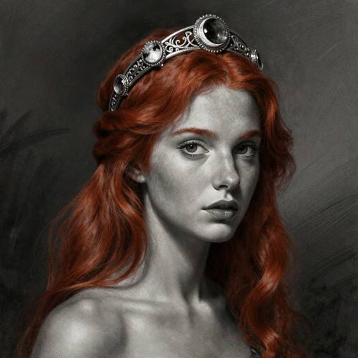 Charcoal Portrait of Redhead Woman
