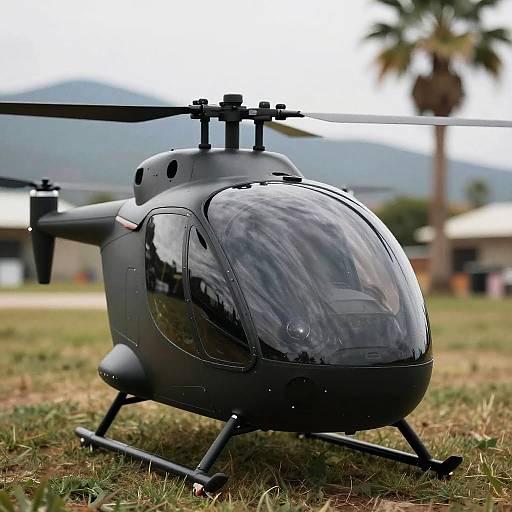 Futuristic Black Drone-Helicopter Hybrid