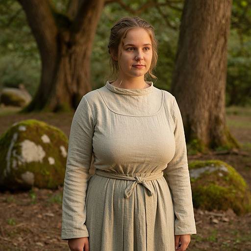 Medieval European Woman in Forest