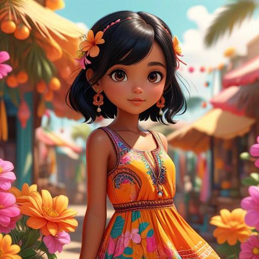Charming Chibi Girl in Vibrant Sundress