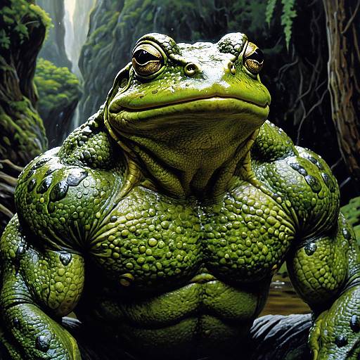 Muscular Amphibian Frog as Hulk Character