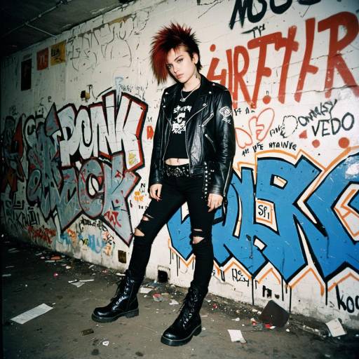 Punk Rock Musician Against Graffiti Wall