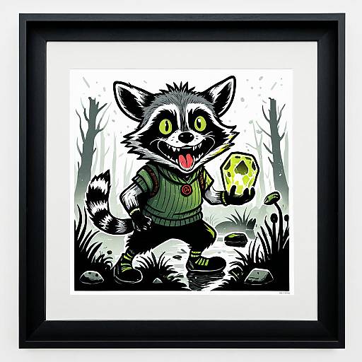 Mischievous Goblin Raccoon in Swamp