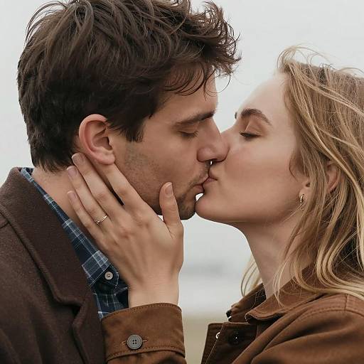 Intimate Moment: Close-Up Kiss