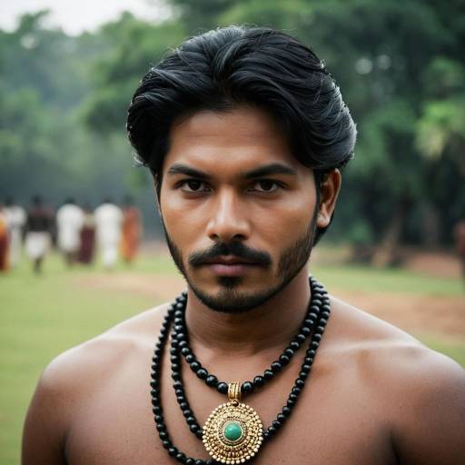 South Indian Man Wearing Traditional Jewelry Outdoors