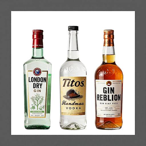 Three Distinct Liquor Bottles Photograph