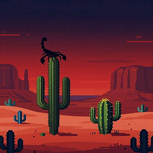 Retro Pixel Desert Comic Scene