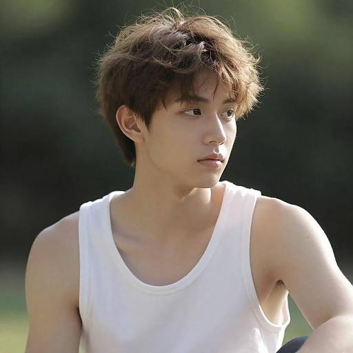 Pensive Young Man in Sunlit Nature