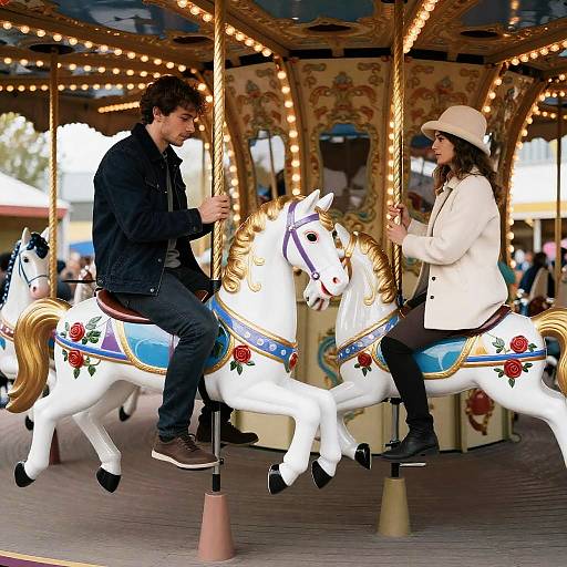 Carnival Carousel Scene with Two People