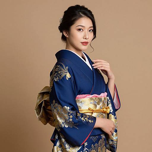 Elegant Asian Woman in Kimono
