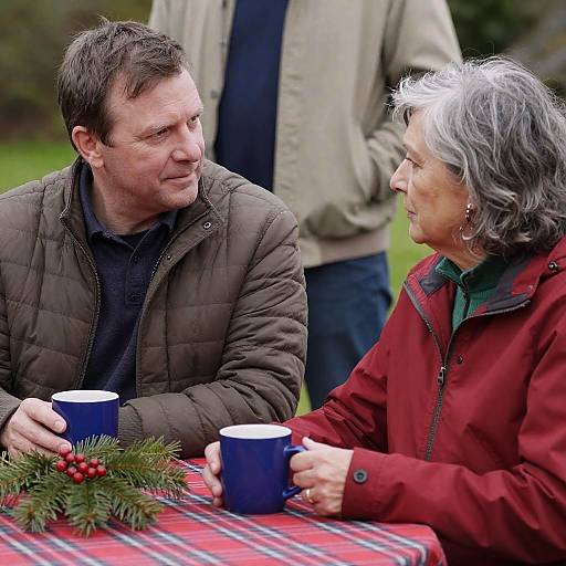 Outdoor Coffee Meeting with Nature's Touch