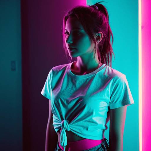 Young Woman in Neon Light