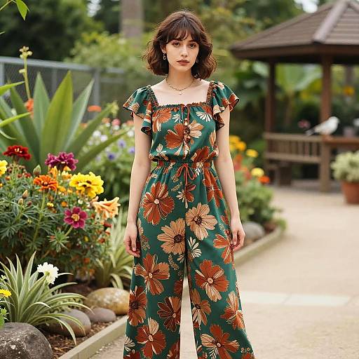 Boho Chic Woman in Botanical Garden