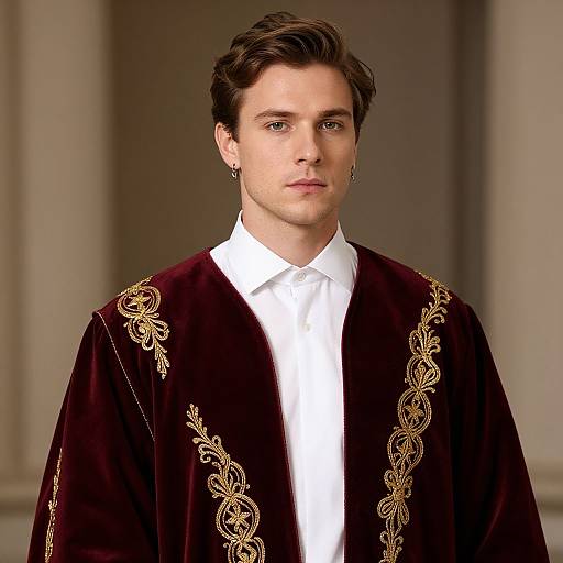Man in Burgundy Embroidered Robe