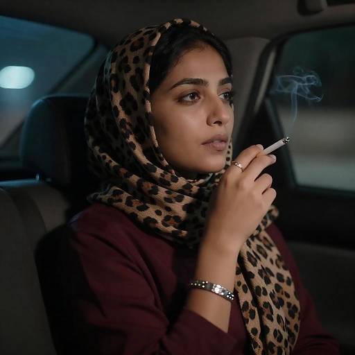 Woman in Hijab Relaxing in Car