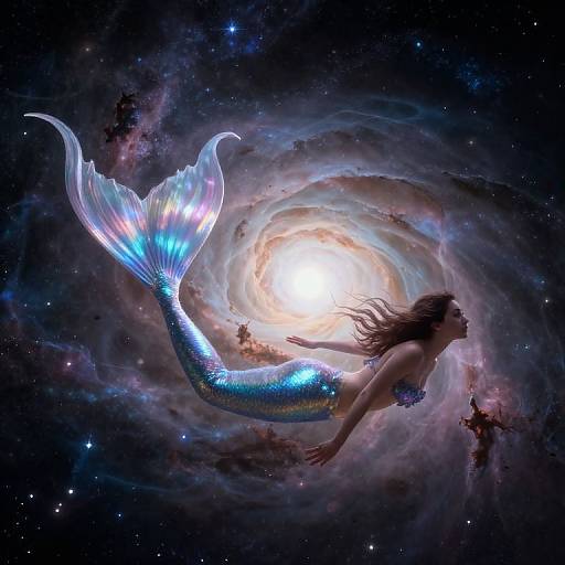 Celestial Mermaid in Nebula Dreamscape