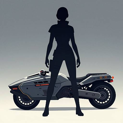 Dieselpunk Woman with Speeder Bike