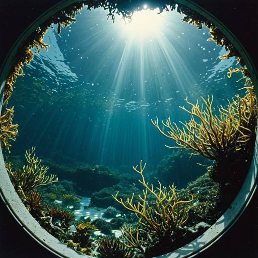 Underwater View of Seaweed Garden Through Moonpool