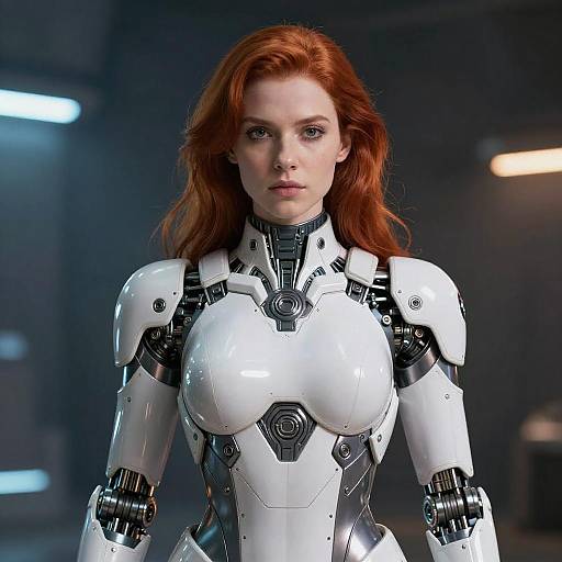 Futuristic Red-Haired Woman in Armor