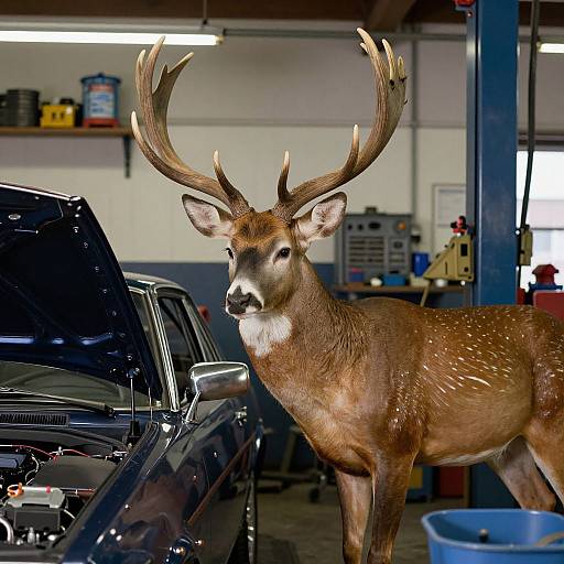 Anthropomorphic Buck Mechanic Artwork