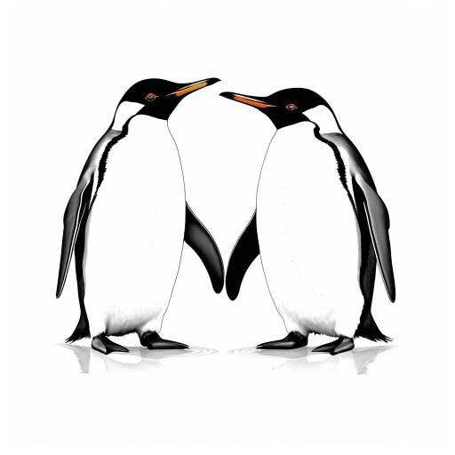 Minimalist Pencil Drawing of Two Penguins