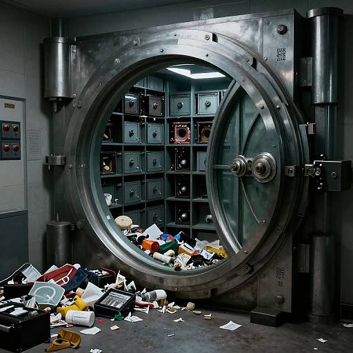 Empty Looted Bank Vault Scene