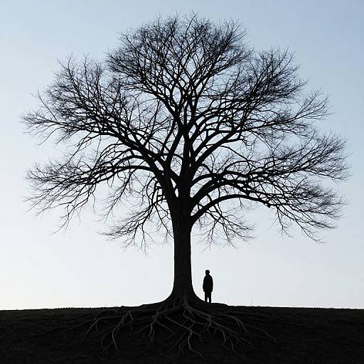 Solitary Figure Beneath Bare Tree