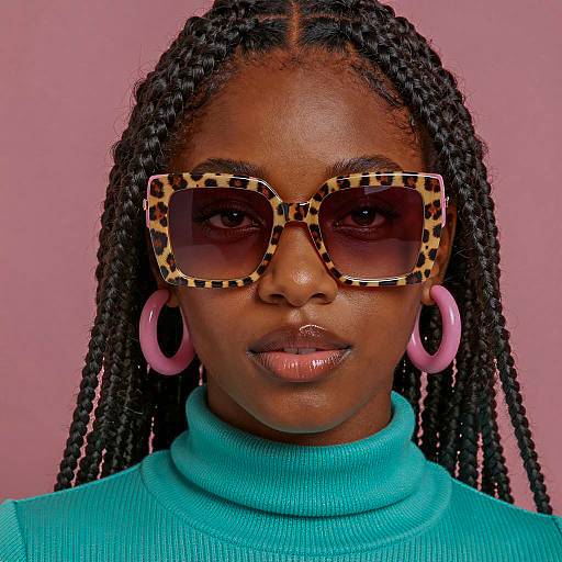 Stylish Black Woman in Turquoise Turtleneck