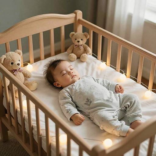 Peaceful Baby Bangchan in Vintage Crib