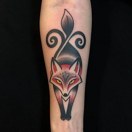Stylized Fox Tattoo on Forearm