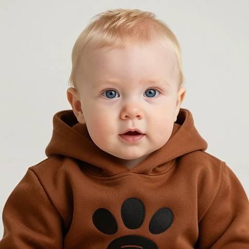 Blonde Baby in Brown Hoodie