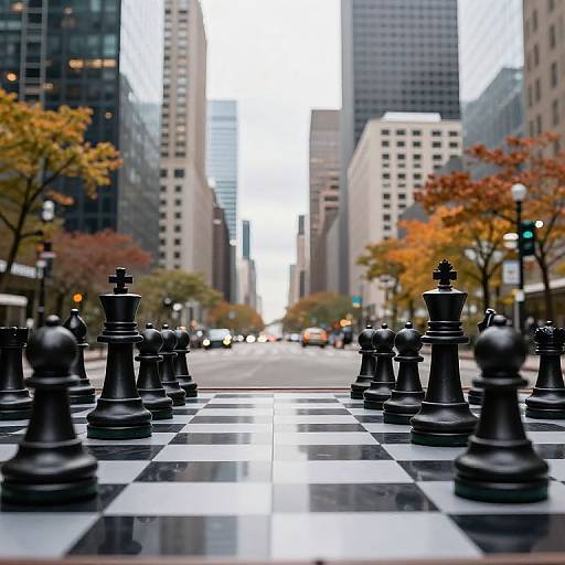 Surreal Urban Chess Battle Scene