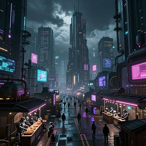 Dark Futuristic Neon Cityscape