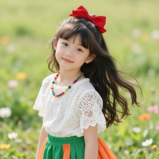 Joyful Girl in Sunlit Meadow