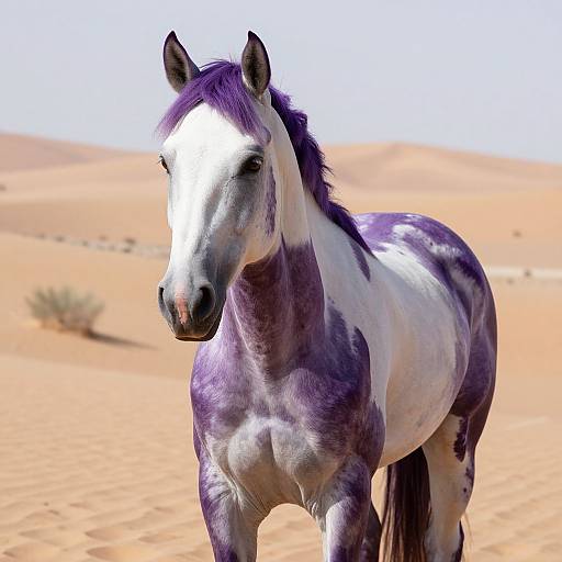 Purple Spotted Horse in Desert