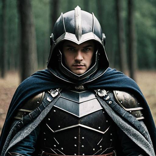 Medieval Knight in Armor and Helmet