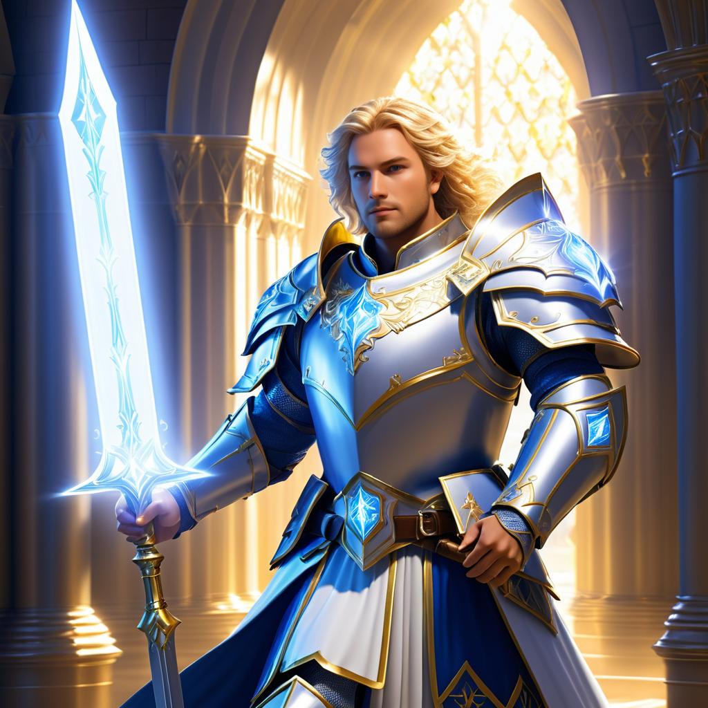 Noble Aasimar Paladin Leading a Charge