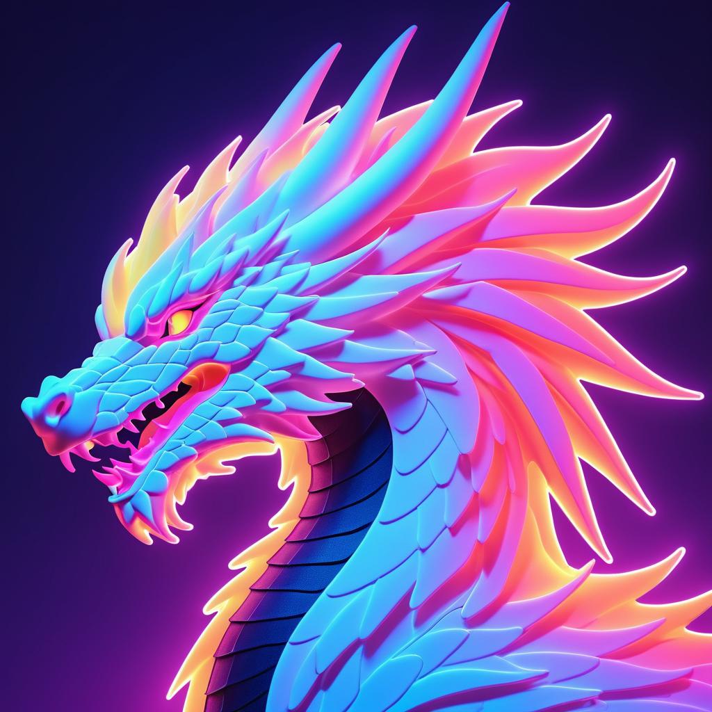 Vintage Retrowave Dragon Profile Art