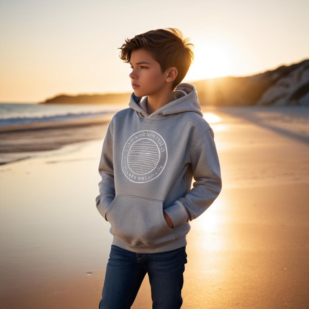 Cinematic Beach Portrait of a Young Boy