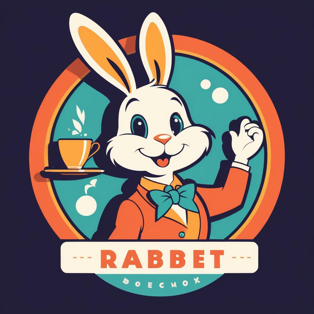 Whimsical Rabbit Logo Inspired by 1950s Animation