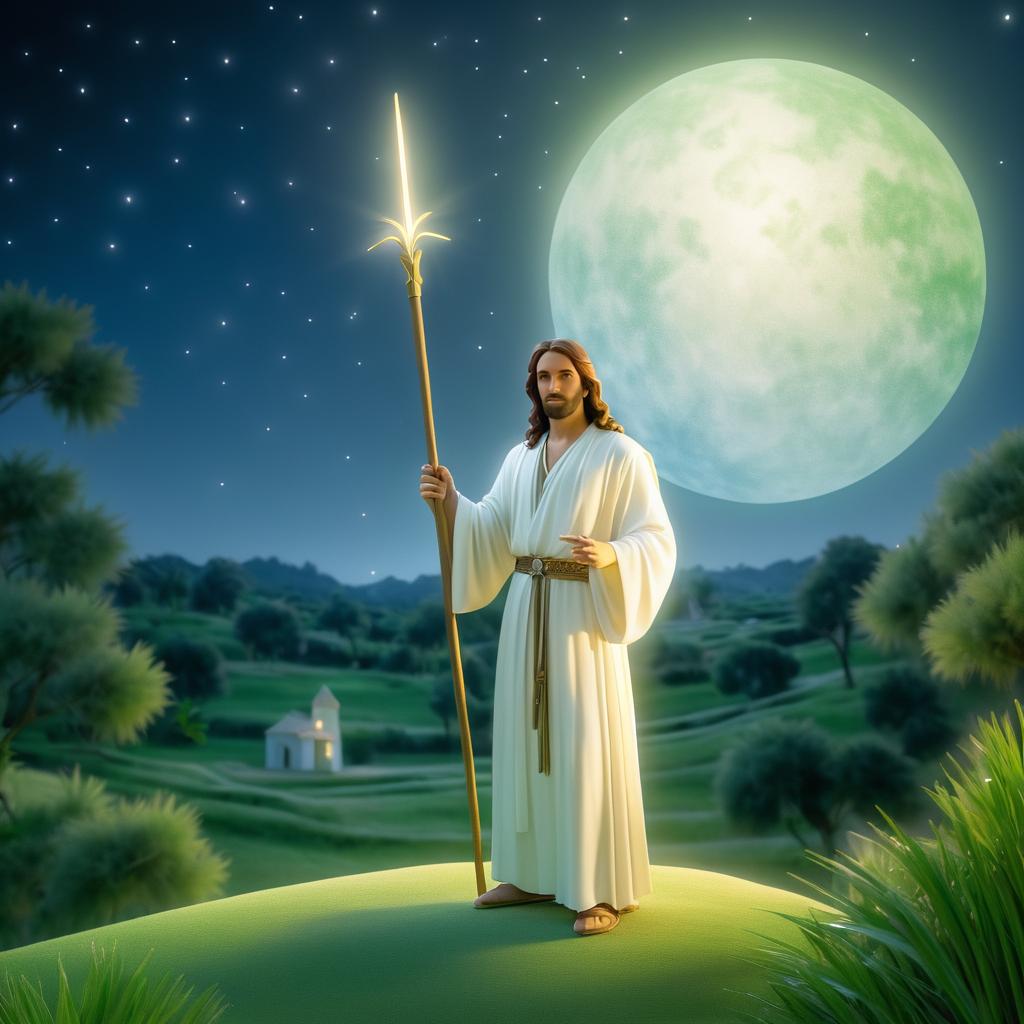 Jesus Guiding with Moonlit Serenity