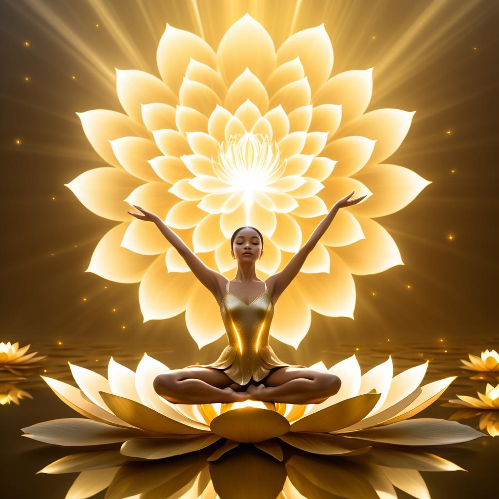 Serene Ballerina on a Golden Lotus