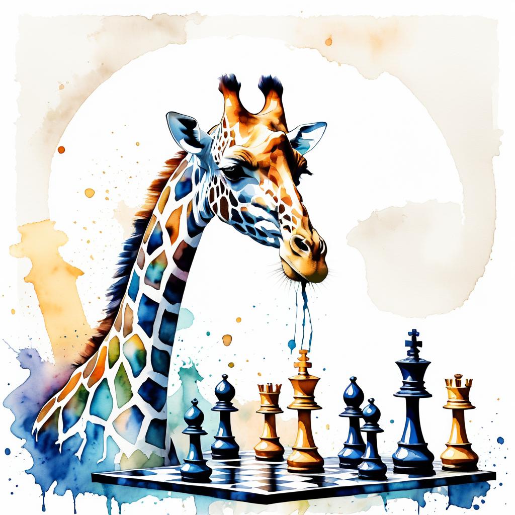 Giraffe Playing Chess: A Whimsical Illustration