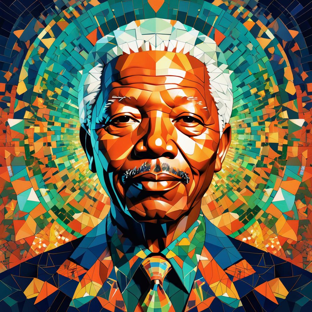 Vibrant Symmetrical Portrait of Mandela