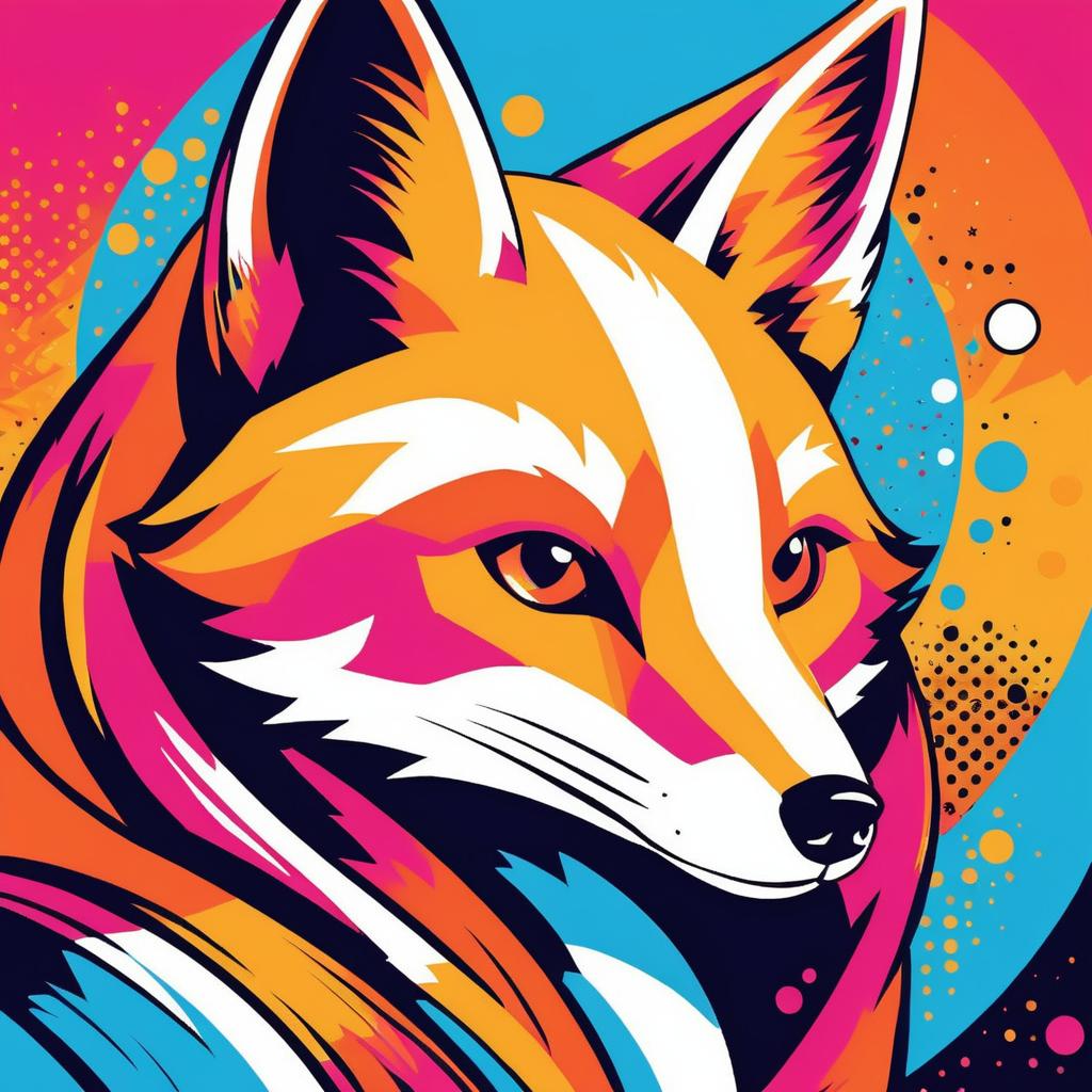 Vibrant Fox in Pop Art Style