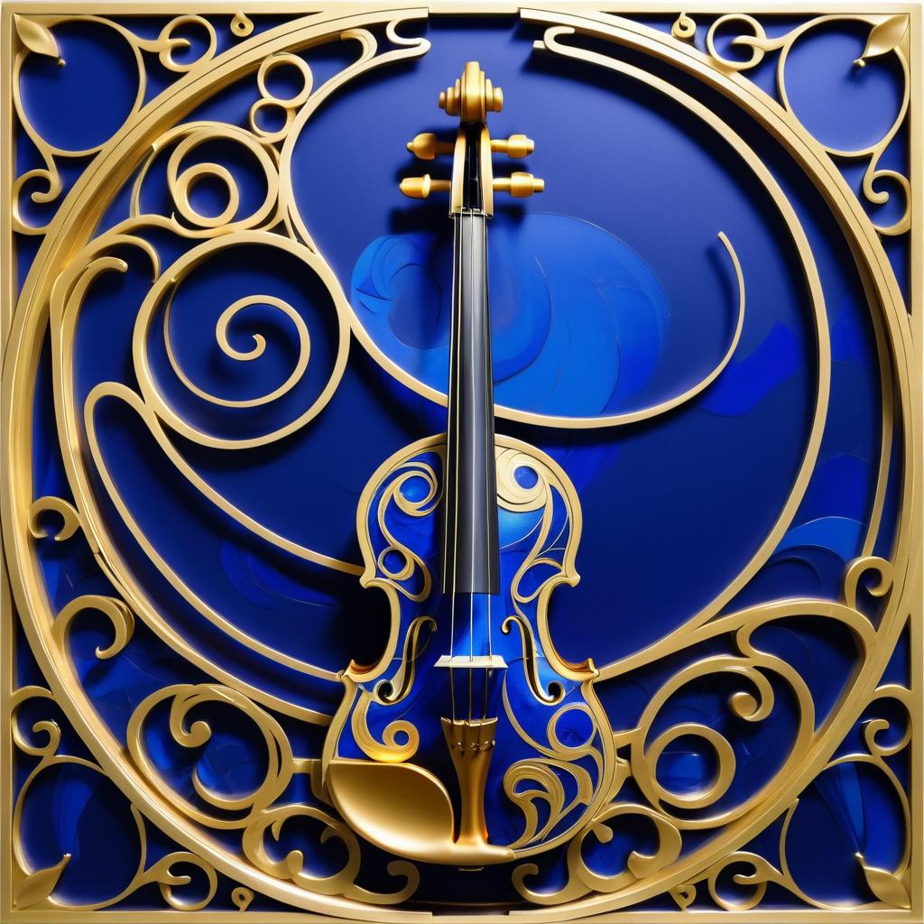 Art Nouveau Violin: Gold and Lapis Design