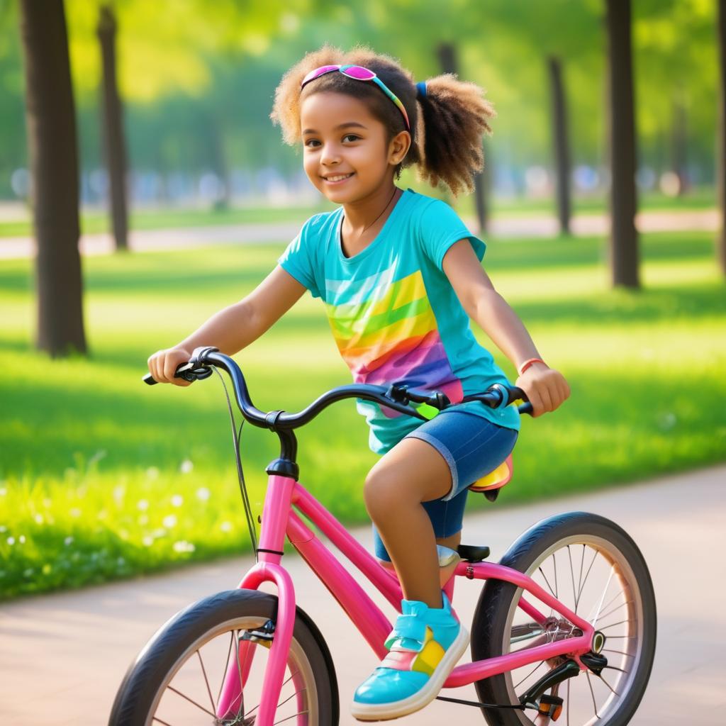 Young Girl Riding Bicycle in 2025 Park